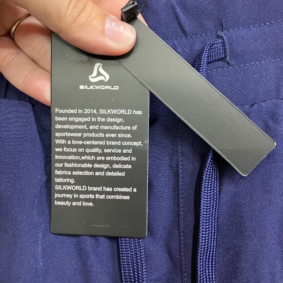 SILKWORLD Women's S Dark Blue High Waist Running Zipper Pockets Athletic Shorts - Picture 4 of 10